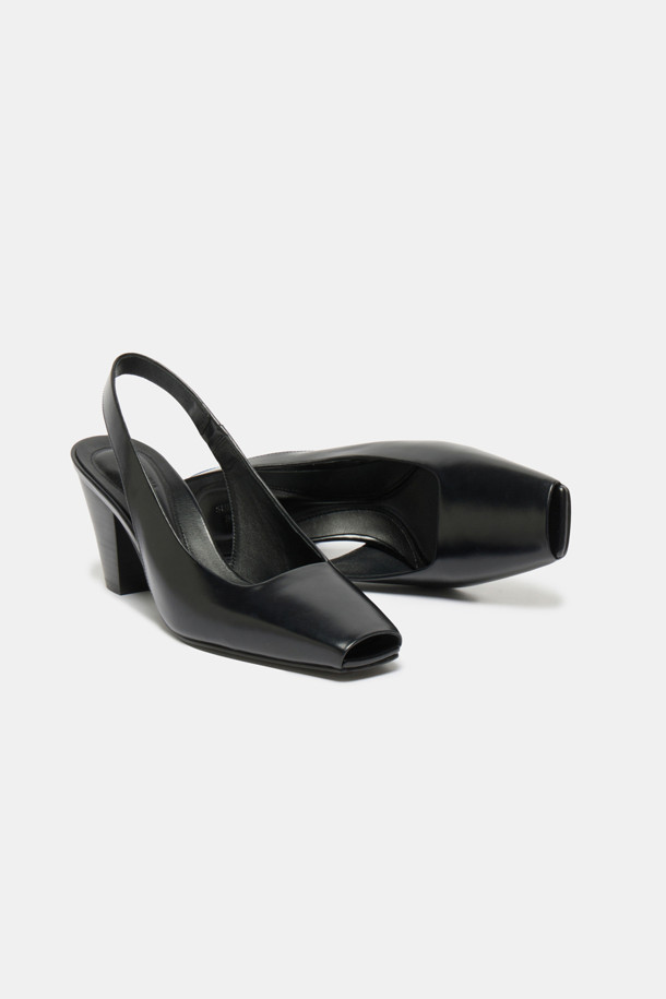 SUECOMMA BONNIE - 샌들 - Basic square sling back shoes(black)