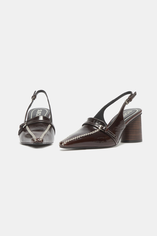 SUECOMMA BONNIE - 샌들 - Retro sling back shoes(brown)