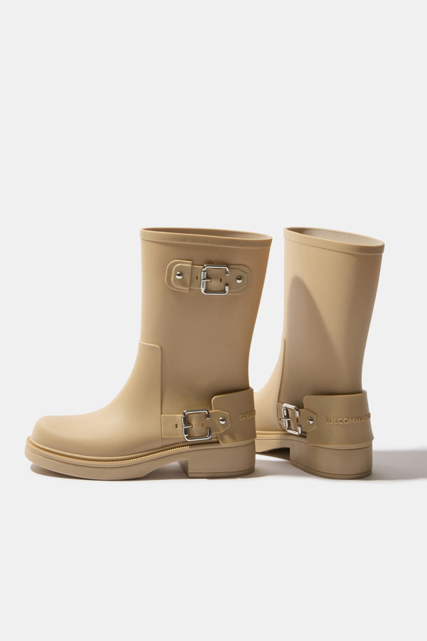 SUECOMMA BONNIE - 부츠/워커 - Buckle rain boots(beige)