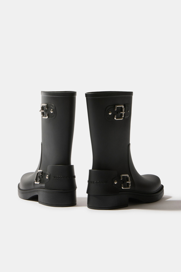 SUECOMMA BONNIE - 부츠/워커 - Buckle rain boots(black)
