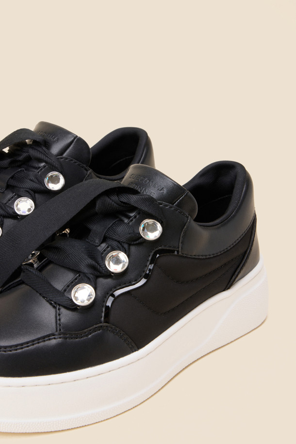 SUECOMMA BONNIE - 스니커즈 - Jewelry ribbon sneakers(black)