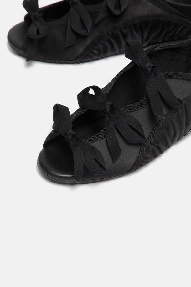 SUECOMMA BONNIE - 플랫 - Ribbon open flats(black)