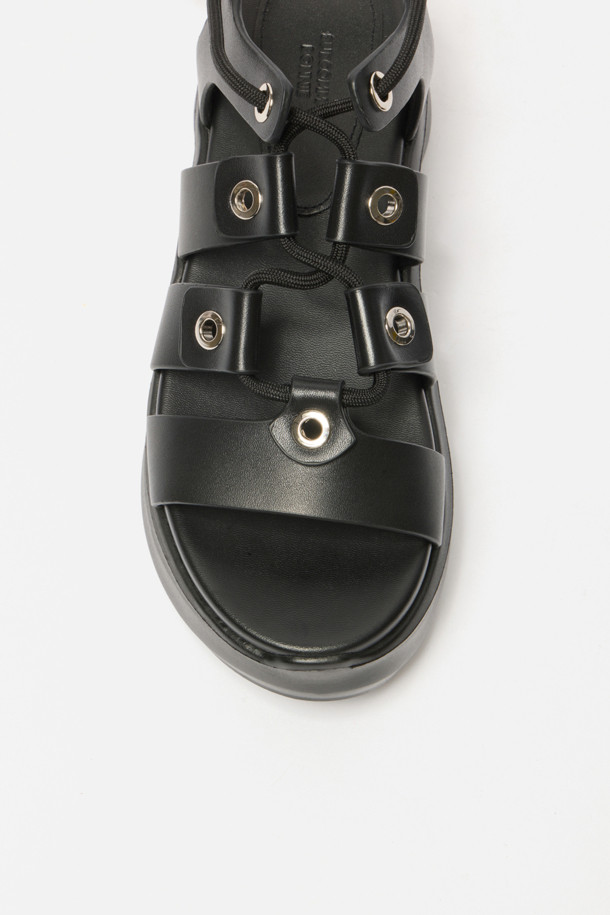SUECOMMA BONNIE - 샌들 - Lace-up platform sandal(black)