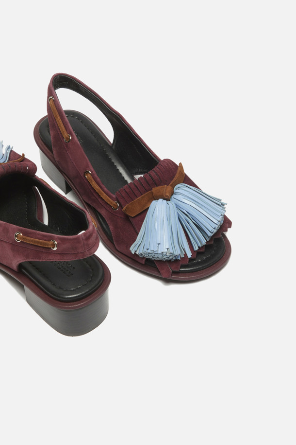 SUECOMMA BONNIE - 샌들 - Pompom heel sandal(wine)