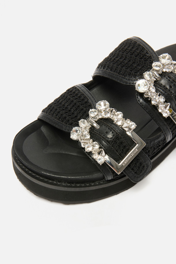 SUECOMMA BONNIE - 샌들 - Jewelry buckle slide(black)