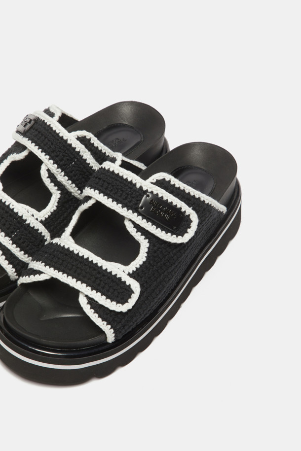 SUECOMMA BONNIE - 샌들 - Knit slide sandal(black)