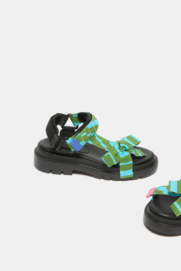 SUECOMMA BONNIE - 샌들 - [김나영 착용]Stripe ribbon sandal(green)
