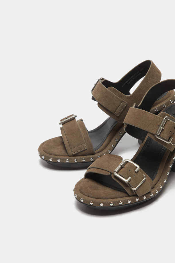 SUECOMMA BONNIE - 샌들 - Stud heel sandal(grey)