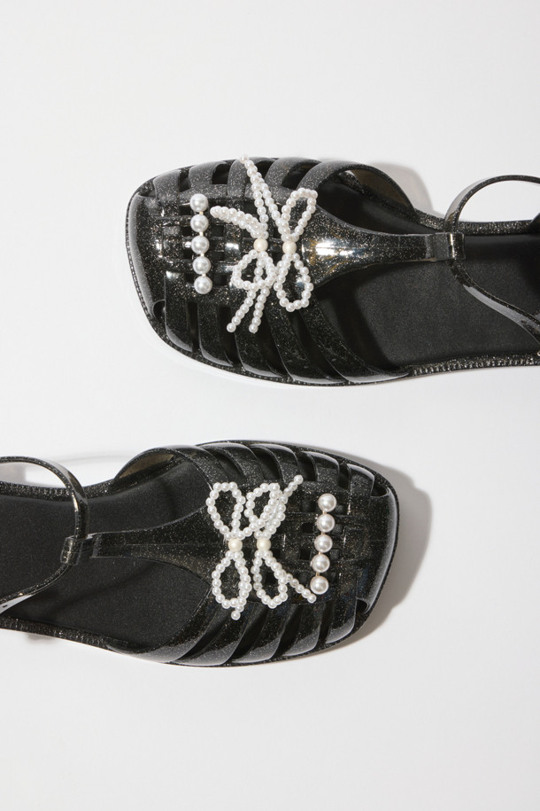 SUECOMMA BONNIE - 샌들 - [김나영 착용]Ribbon jelly sandal(black)