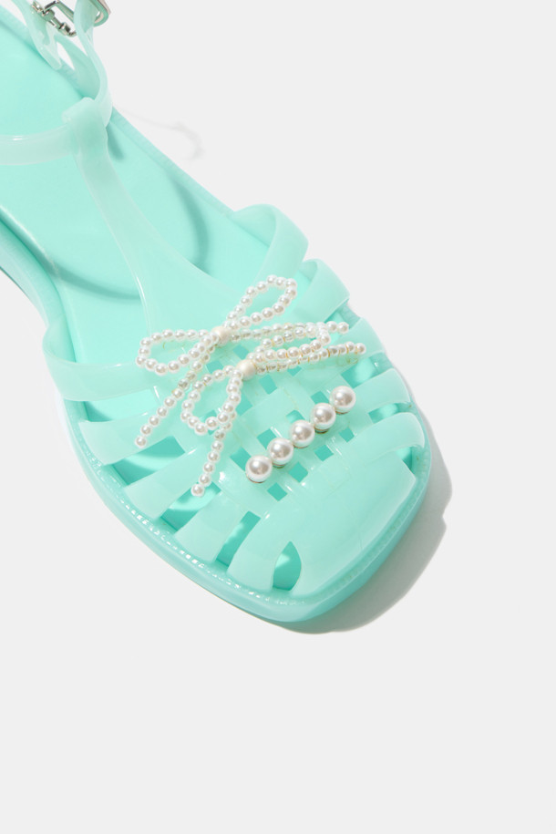 SUECOMMA BONNIE - 샌들 - Ribbon jelly sandal(mint)