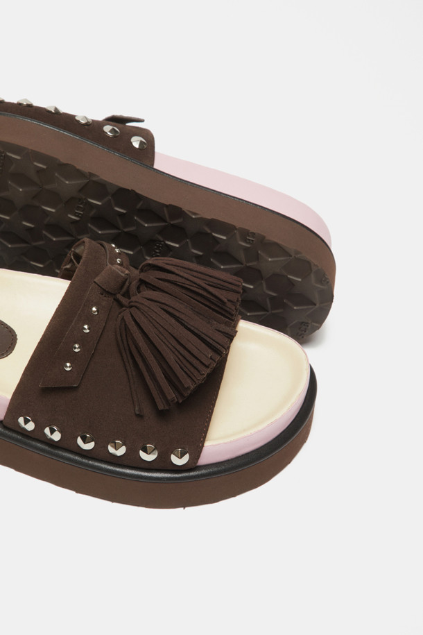 SUECOMMA BONNIE - 샌들 - Pompom slide(brown)