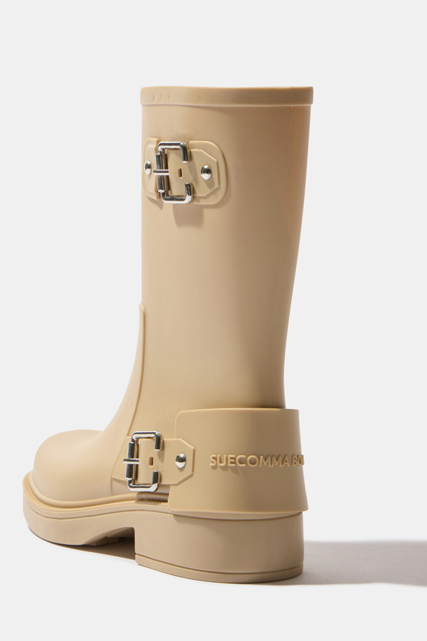SUECOMMA BONNIE - 부츠/워커 - Buckle rain boots(beige)