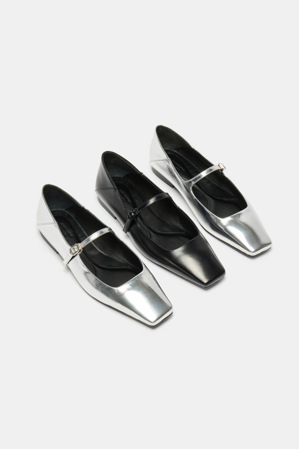 SUECOMMA BONNIE - 플랫 - Square mary jane flats(silver)