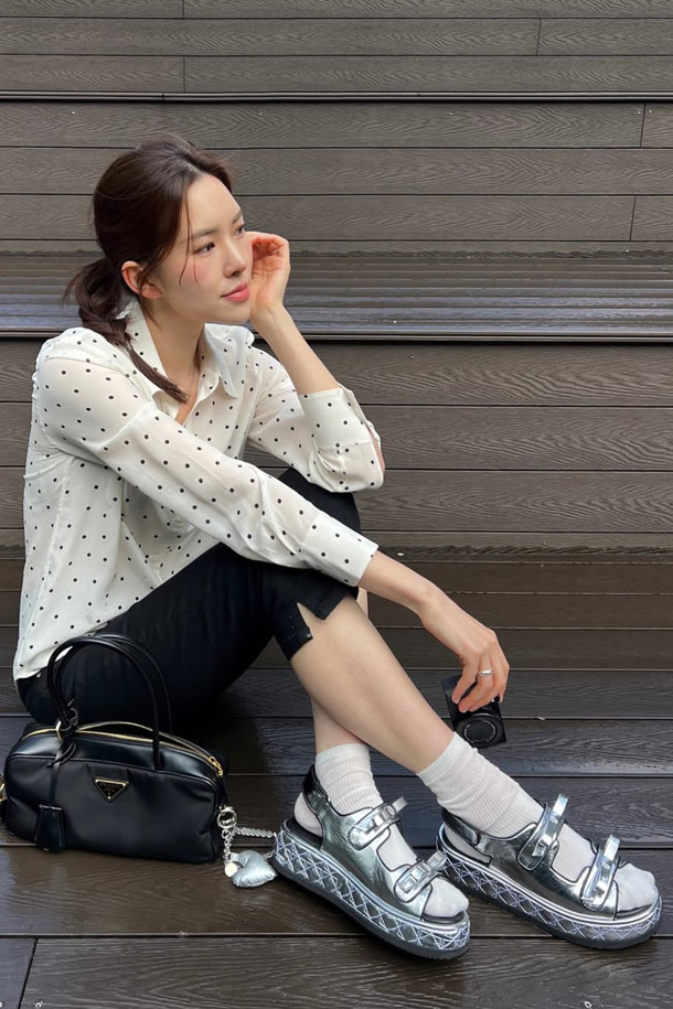 SUECOMMA BONNIE - 샌들 - Frangia polygon sandal(silver)