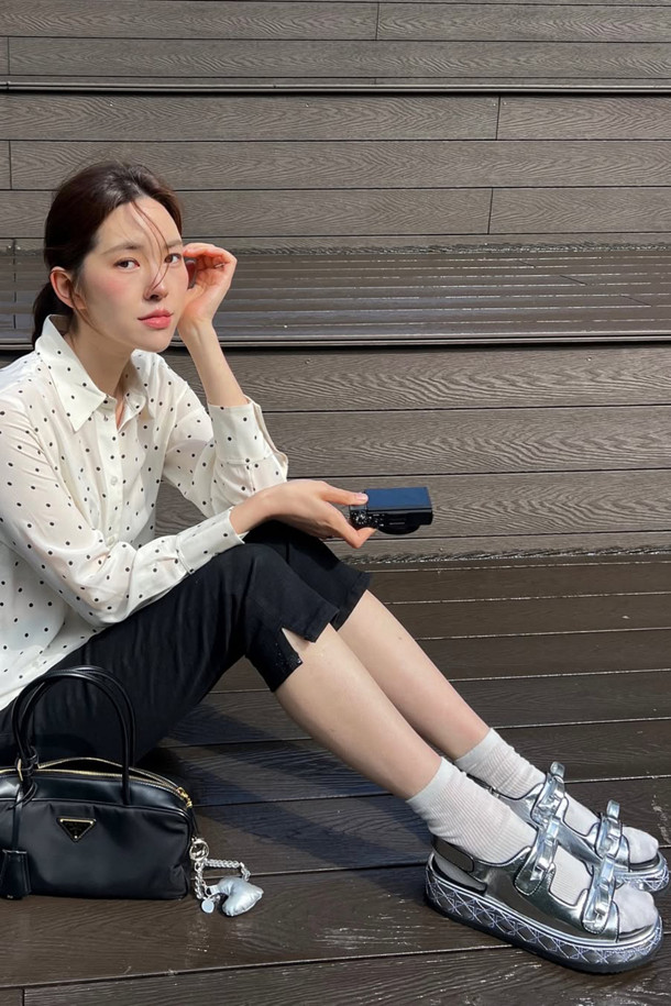 SUECOMMA BONNIE - 샌들 - Frangia polygon sandal(silver)