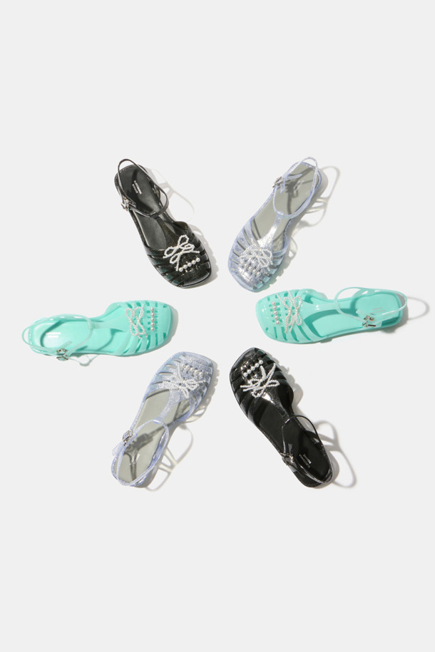 SUECOMMA BONNIE - 샌들 - Ribbon jelly sandal(mint)