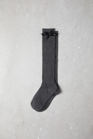 Fev_Ribbon knee socks(grey)