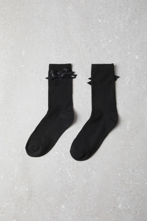 Fev_Ribbon mid socks(black)