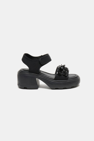 New flower bomb velcro sandal(black)