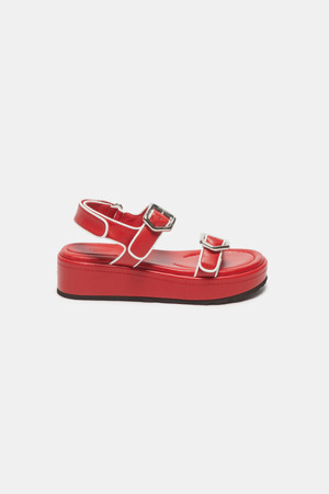 Line Buckle Strap Sandal(red)