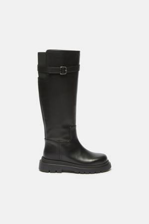 Buckle long boots(black)
