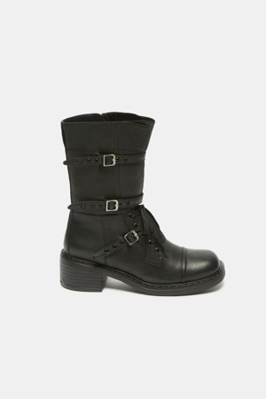Belted biker boots(black)