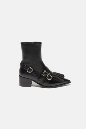 Pleats ankle boots(black)