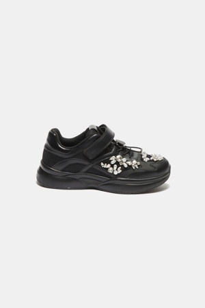 Dazzling velcro sneakers(black)