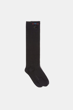 [IHM]Flower label socks(black)