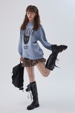 Comma cat sweatshirt(blue)