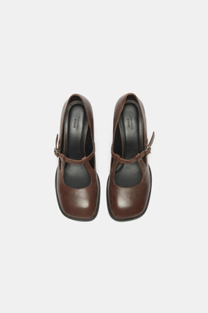 Square mary jane pumps(brown)