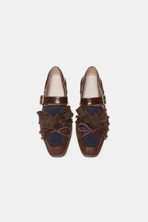 Curtain call ribbon flats(brown)