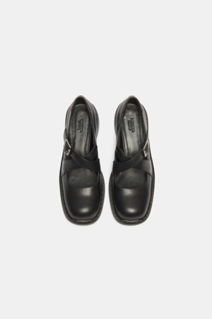 Cross strap loafer(black)