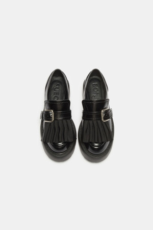 Wide shirring loafer(black)