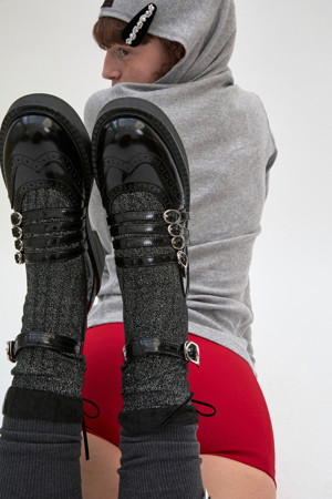 [IHM] Glitter sheer socks(black)