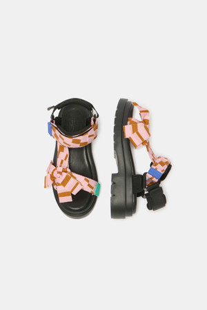 Stripe ribbon sandal(pink)