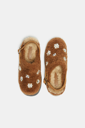 Furridge jewelry mule(brown)