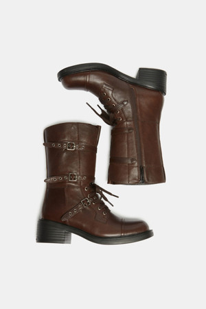 Belted biker boots(brown)