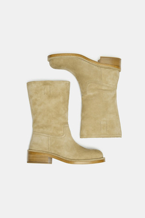 Western suede ankle boots(khaki)