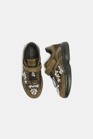 Dazzling velcro sneakers(khaki)