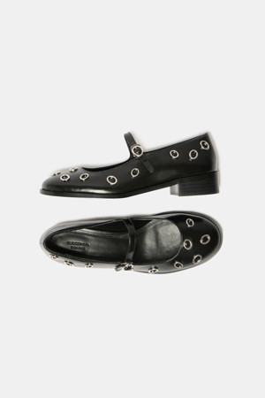 Ring mary jane flats(black)