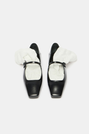 Square mary jane flats(black)