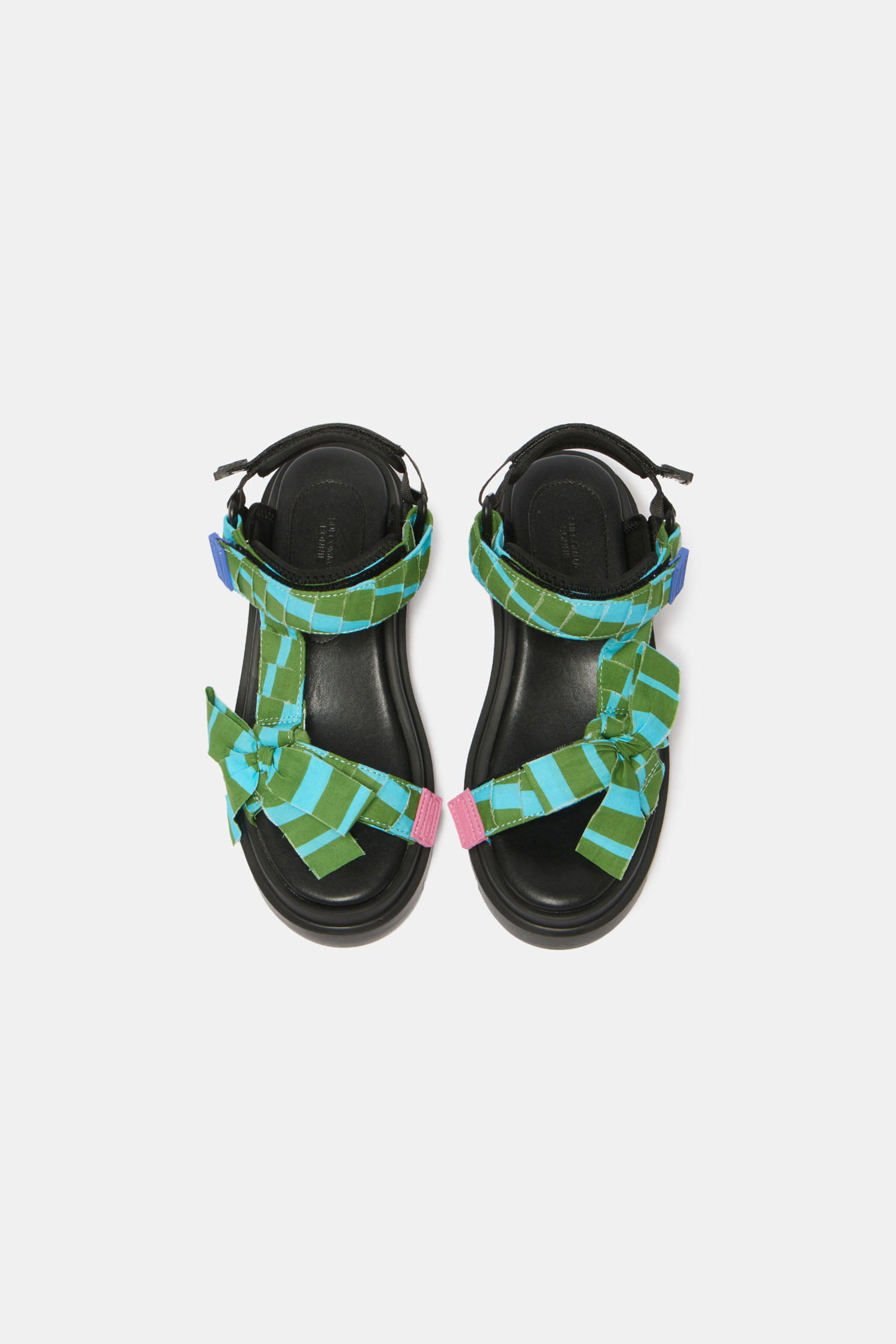SUECOMMA BONNIE ◆Stripe ribbon sandal(black) SUECOMMA BONNIE] Stripe ribbon sandal(black)