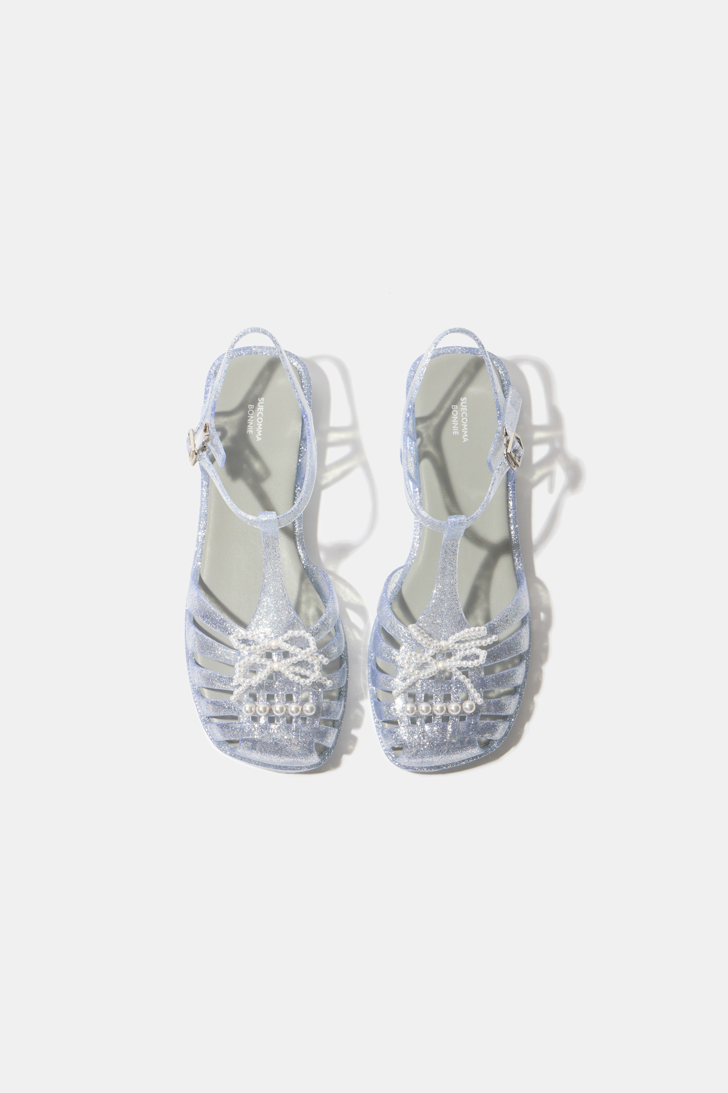 SUECOMMA BONNIE ◆Flower jelly sandal(grey) SUECOMMA BONNIE][SUECOMMA BONNIE]리본 젤리 샌들(그레이)