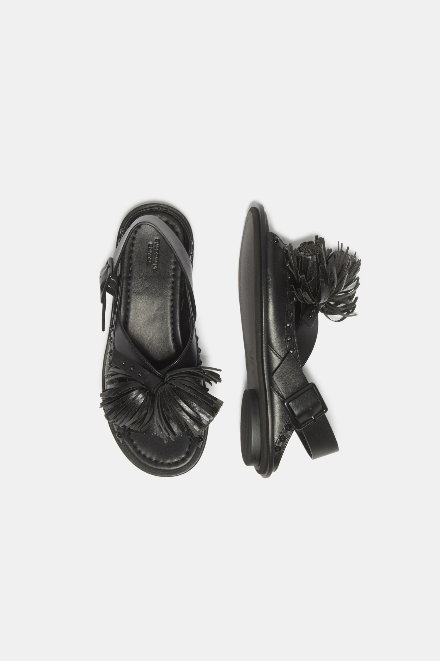★SUECOMMA BONNIE★ Cracker sandalblack DG2AM25013BLK Pompom flat sandal(black)_SUECOMMA BONNIE - 코오롱몰