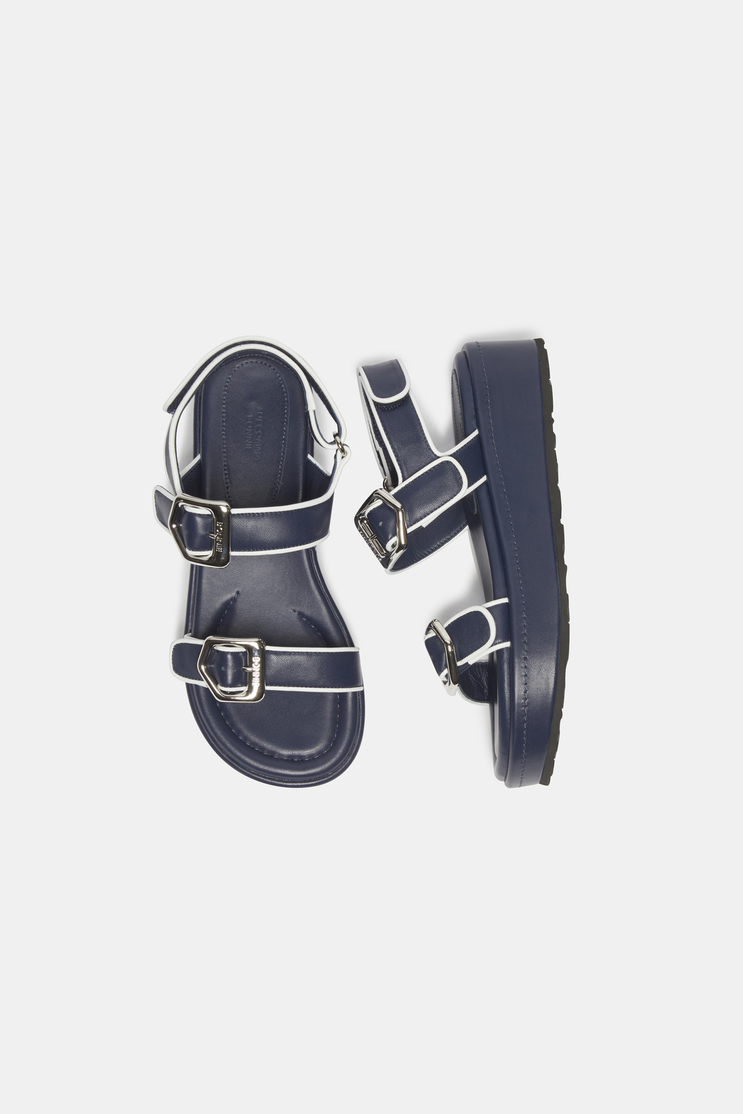 슈콤마보니(SUECOMMA BONNIE) Line Buckle Strap Sandal(navy)_