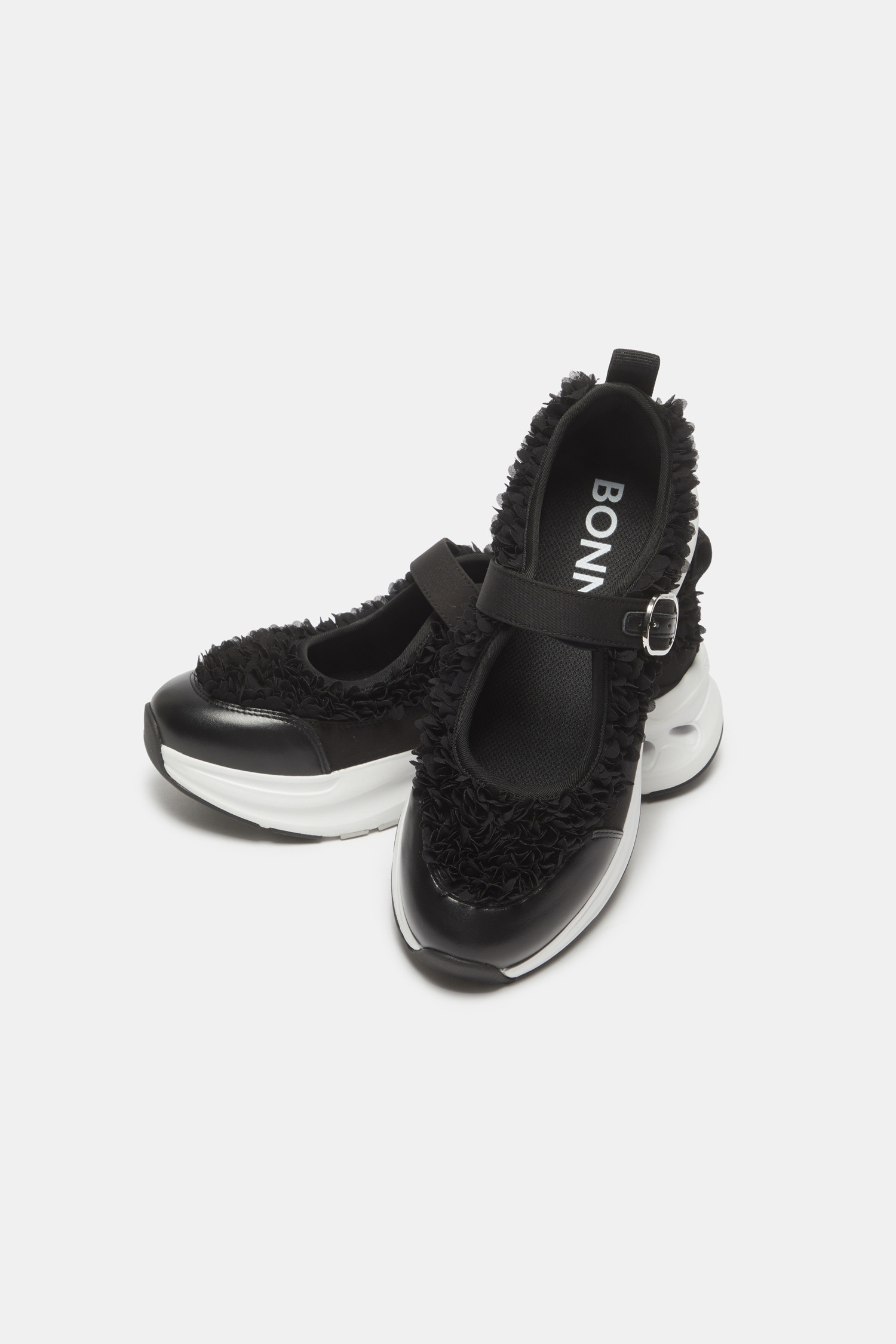 SUECOMMA BONNIE-Flower mary jane sneakers(black)_