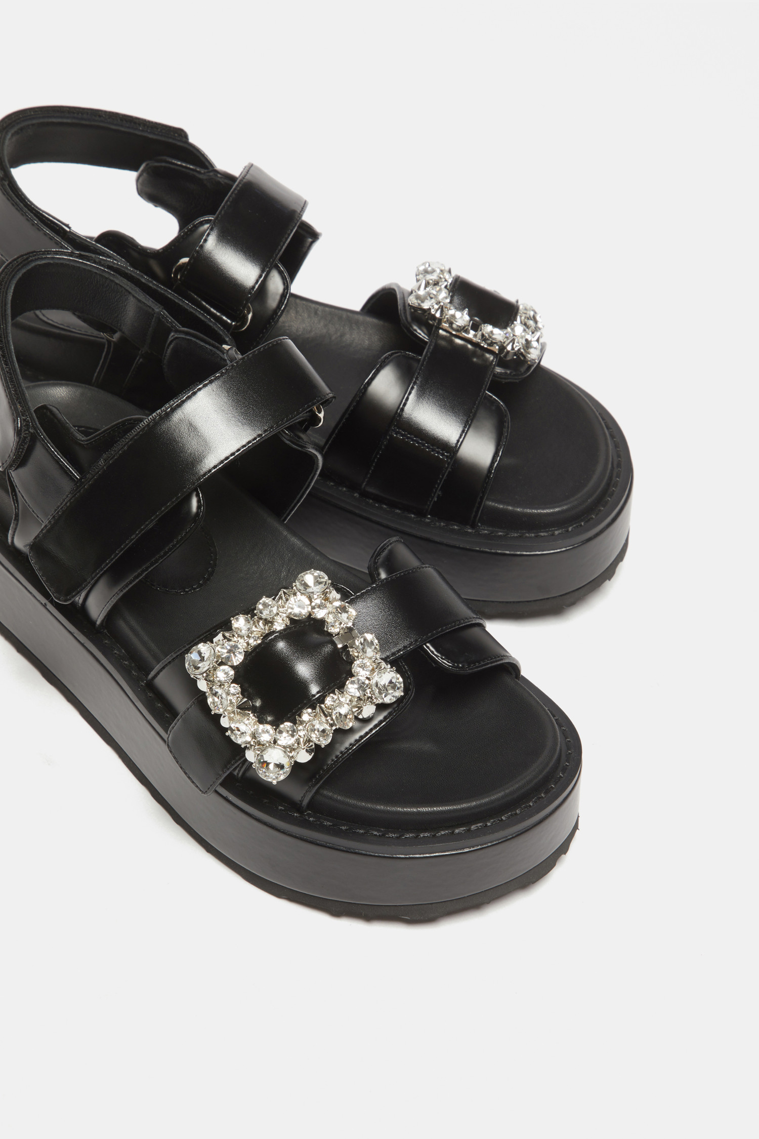 ★SUECOMMA BONNIE★ Jewelry buckle slideblack DG2AM25018BLK SUECOMMA BONNIE][SUECOMMA BONNIE]프란지아 폴리곤 샌들(블랙)