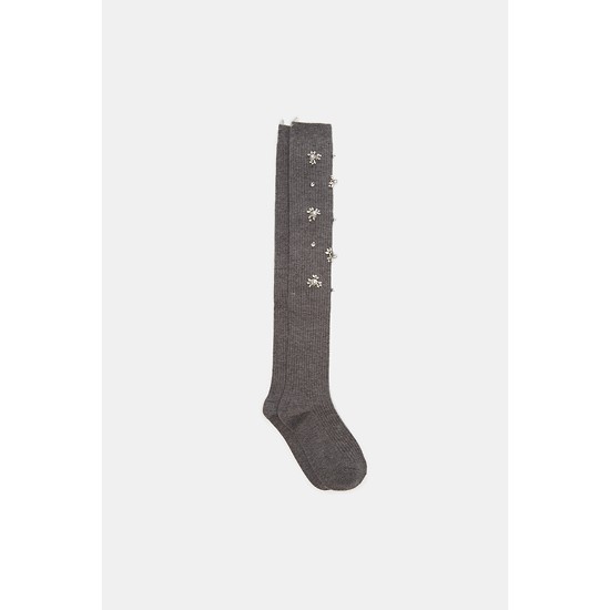Crystal knee socks(grey)