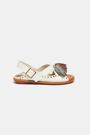 Pompom flat sandal(brown)
